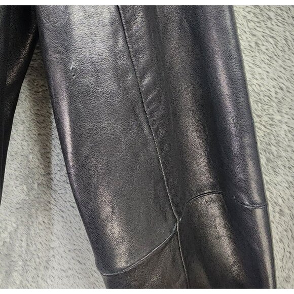 Casual Corner Leather Jacket Womens Small Black Retro Full Zip Long Sleeve Top - Picture 12 of 14